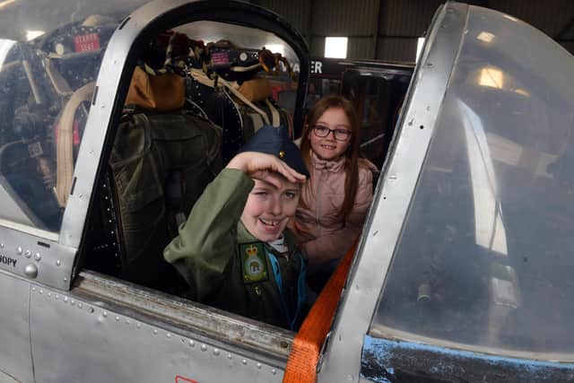 Jack Berry, 13  gets a special tour of the North East Land, Sea and Air Museums as their first customer back, with cousin Maisie Jones, eight