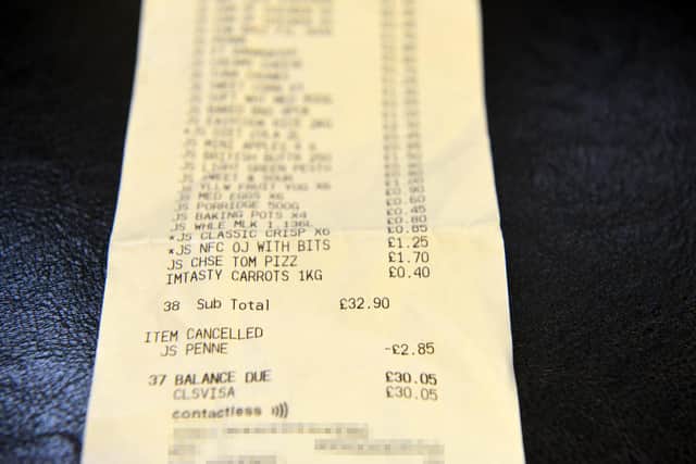 Reporter Kevin Clark's receipt after spending £30 on food.