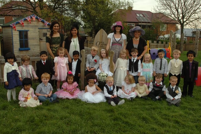 Nursery staff and pupils at Richard Avenue Primary School during their Royal Wedding party held on the last day of term in 2011. Remember it?