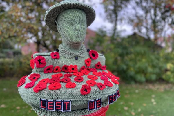 The postbox topper is encouraging members of the public to remember those who gave their lives while serving their country.