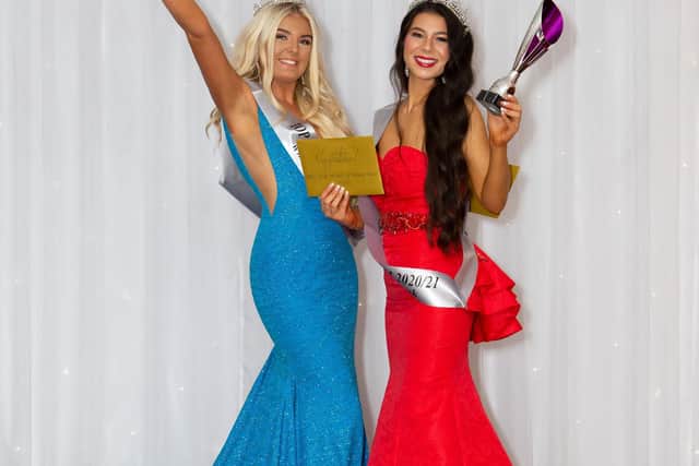 Alex Smith Barrow and Aimee Whitton winning Miss Sunderland and Miss Durham in 2021