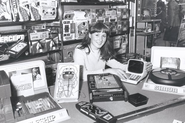 Mandy Nunn and electronic toys at Redgates, Sheffield November 1979