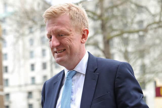 Digital, Culture, Media and Sport Secretary Oliver Dowden arrives at the Cabinet Office, Whitehall, London, for a meeting of the Government's emergency committee Cobra to discuss coronavirus. PA Photo.