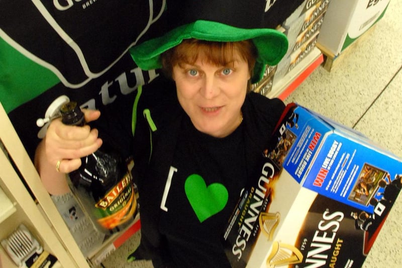 Mavis Maughan from Asda was ready to hand out St Patrick's Day prizes to once lucky winner in 2007. Was it you?