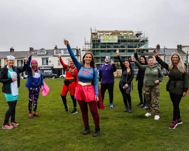 Rachel and eight friends walked for 12 hours in aid of charity.