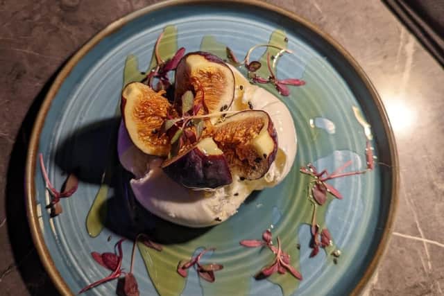 Burrata starter served with fig and honey