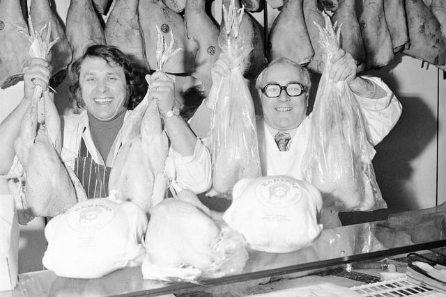 Christmas turkeys at Gibbons butchers in 1973. One of the most important purchases for December 25. Photo: Bill Hawkins