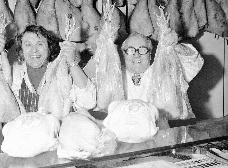 Christmas turkeys at Gibbons butchers in 1973. One of the most important purchases for December 25. Photo: Bill Hawkins