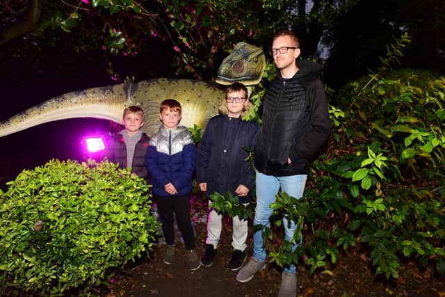 John Parker woth sons Jpe (6) Oliver (80 and Jack (11) at the first night of the Sunderland Festival of Light 2021 at Roker and Seaburn, on Thursday night.