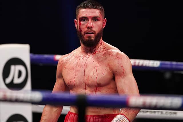 Josh Kelly is pictured during his European welterweight title fight with David Avanesyan.