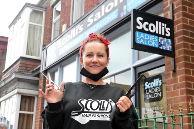 Owner of Scolli's barbers and ladies' hairdressers on Chester Road, Naomi Scollen, is "more than ready" to reopen and hopes to be allowed to do so on Saturday, July 4. Picture by Stu Norton.