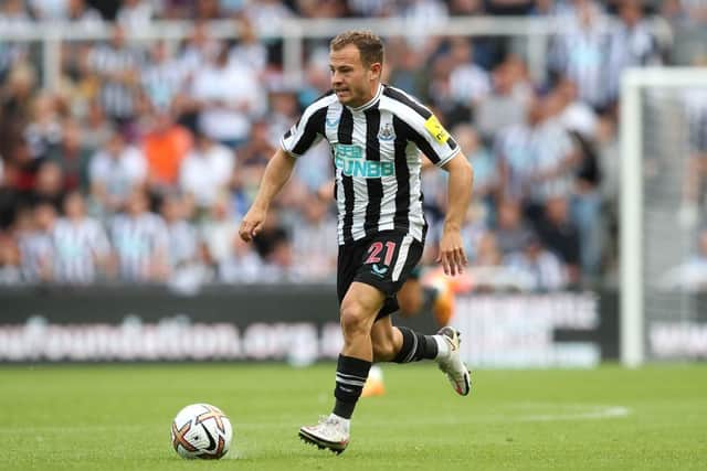 NEWCASTLE UPON TYNE, ENGLAND - AUGUST 06: Ryan Fraser of Newcastle United during the Premier League match between Newcastle United and Nottingham Forest at St. James Park on August 06, 2022 in Newcastle upon Tyne, England. (Photo by Jan Kruger/Getty Images)