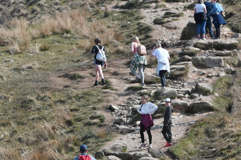Groups of people spotted climbing Conic Hill on Friday. Staff at Scotland's national parks have warned visitors to have a 'plan B' in case some of the country's beauty spots are too busy.