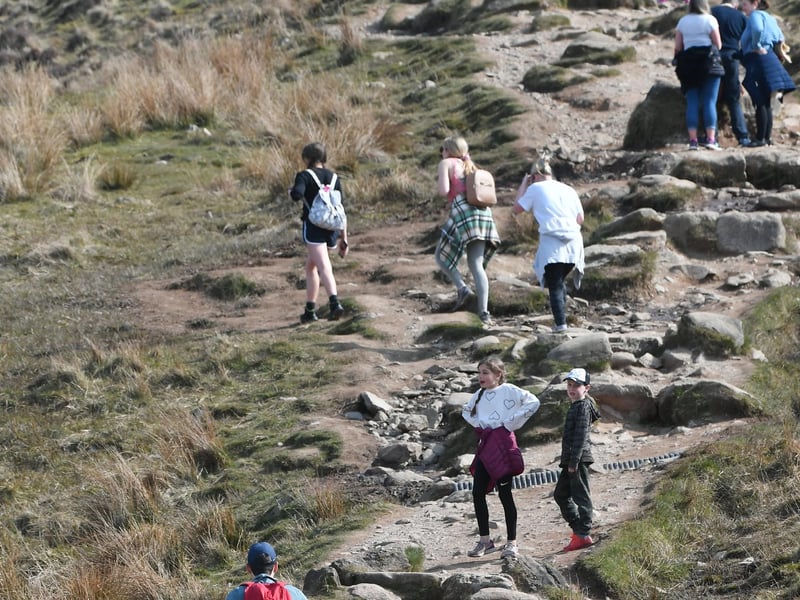 Groups of people spotted climbing Conic Hill on Friday. Staff at Scotland's national parks have warned visitors to have a 'plan B' in case some of the country's beauty spots are too busy.