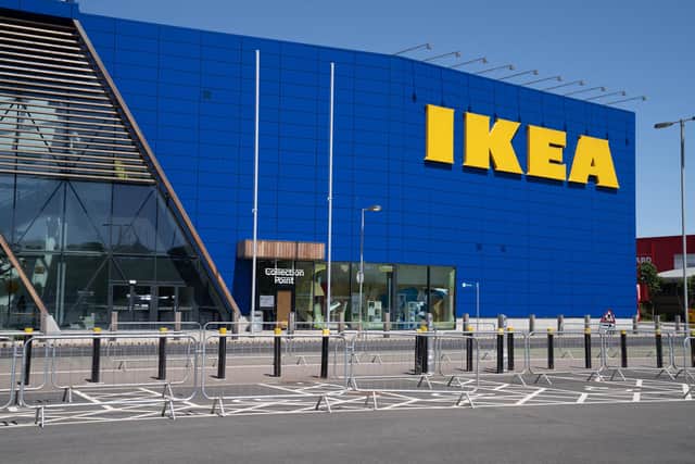 Barriers in place at IKEA Greenwich as the company prepares to reopen 19 of its stores, including the Gateshead branch.