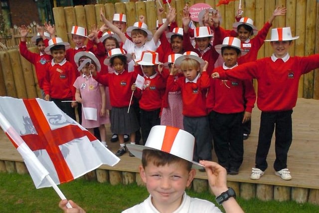 Pupils at Richard Avenue Primary School got the flags and hats out for St George's Day in 2010.