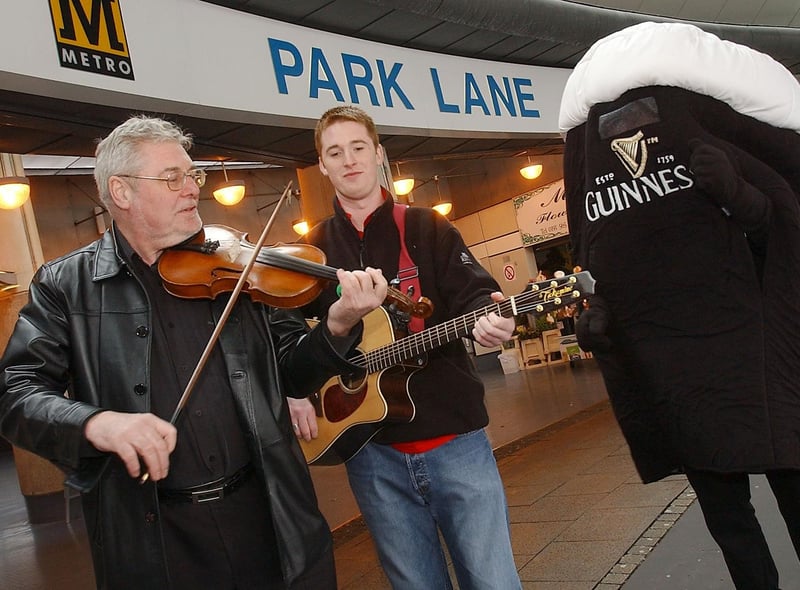 Brewing up memories from 2006. Irish musicians Tony Corcoran and Alan Kelly were promoting a Guinness giveaway at Park Lane in 2006.