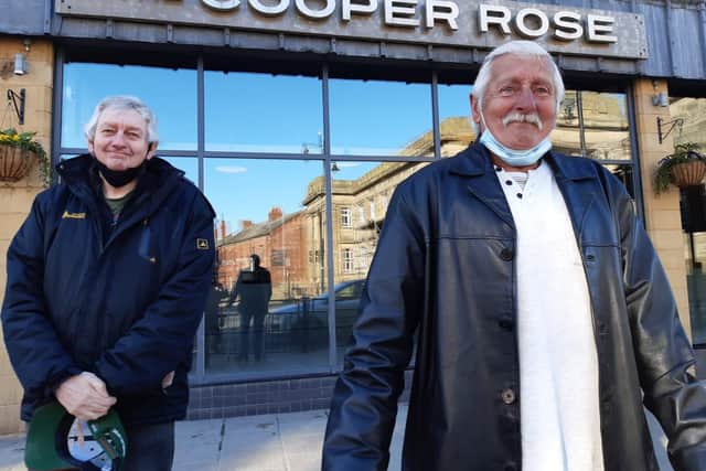 Mates Ian Tunstall, 71, and Vic Thirlwell, 66, from Hendon were excited to be able to go for a pint after months of lockdown