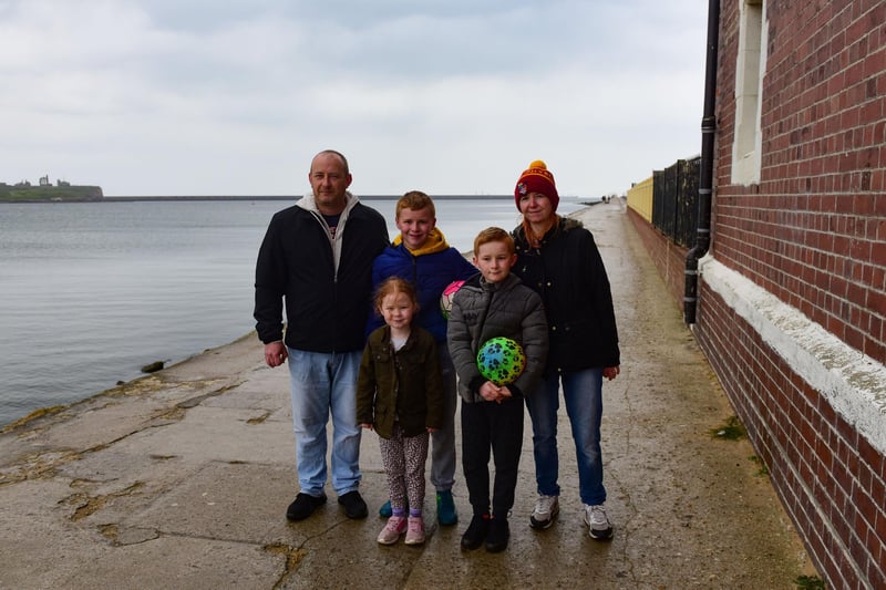 Glen and Annemarie Carson with their children Casey Rose (5), Leon (12) and Thomas James (11) at South Shields on Monday.