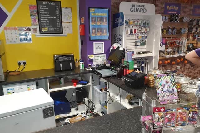 Thieves took the weekend's takings, as well as money from the till and valuable trading cards.