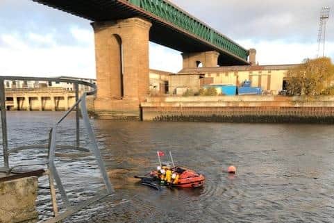 Images shared by Tyne and Wear Fire and Rescue Service as it worked with the RNLI to check no one was inside the car.