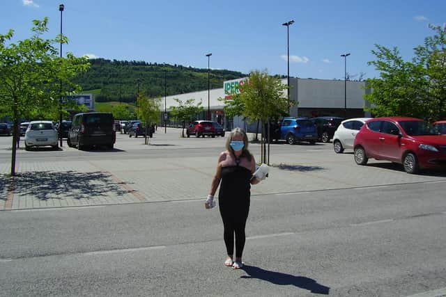 Sandra pictured on a visit to an Italian supermarket.