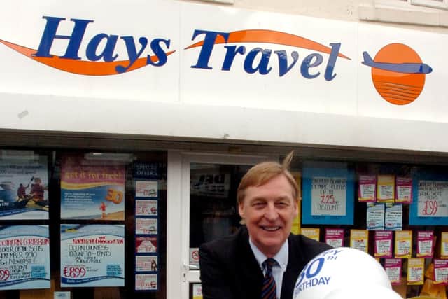John Hays, of Hays Travel, outside his first branch, in Church Street, Seaham.