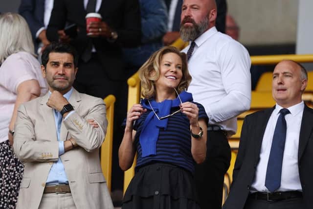 Newcastle United's chief executive officer Darren Eales, right, with co-owners Mehrdad Ghodoussi and Amanda Staveley.