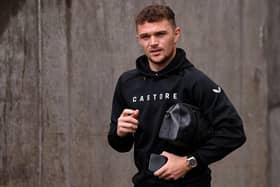 Kieran Trippier of Newcastle United arrives to the stadium prior to the Premier League match between Newcastle United and Aston Villa at St. James Park on February 13, 2022 in Newcastle upon Tyne, England. (Photo by Stu Forster/Getty Images)