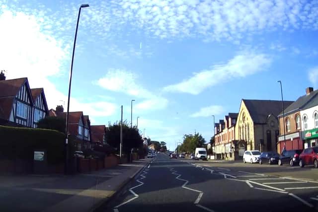 Aaron Lee's car disappears into the distance seconds after overtaking on the wrong side of Newcastle Road.