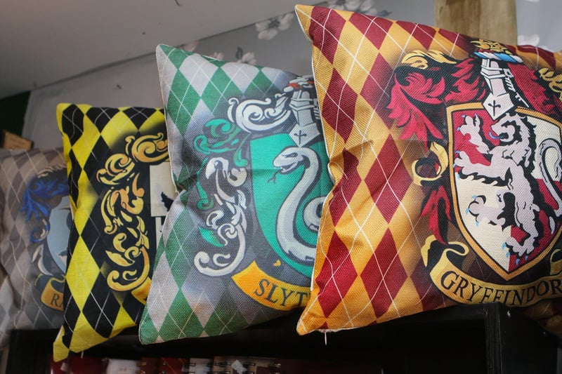 Cushions for every house at the Harry Potter themed shop in Chapel