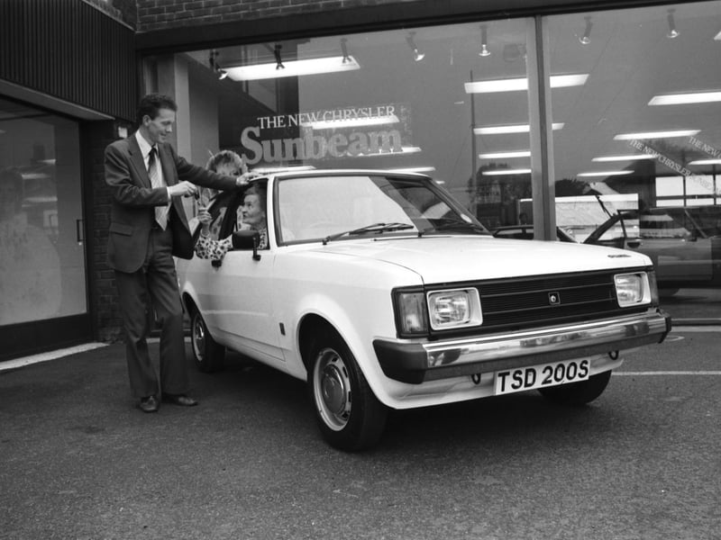 Harvie Anderson MP buys the first Linwood-built Chrysler Sunbeam car in October 1977.
