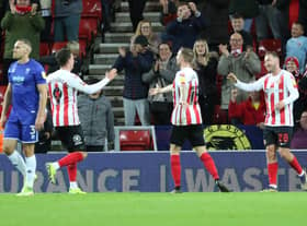 Sunderland celebrate at the Stadium of Light