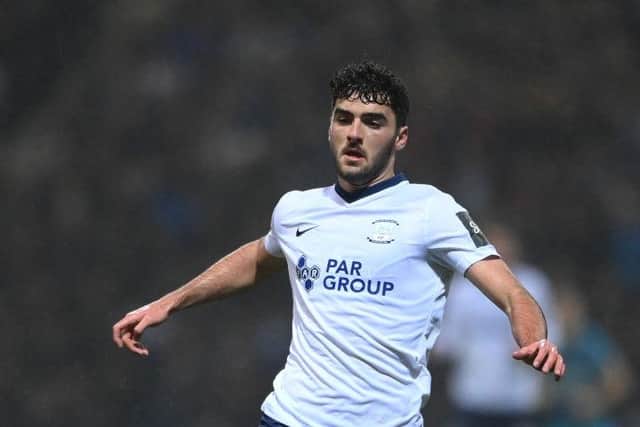 Everton loanee Tom Cannon playing for Preston North End.