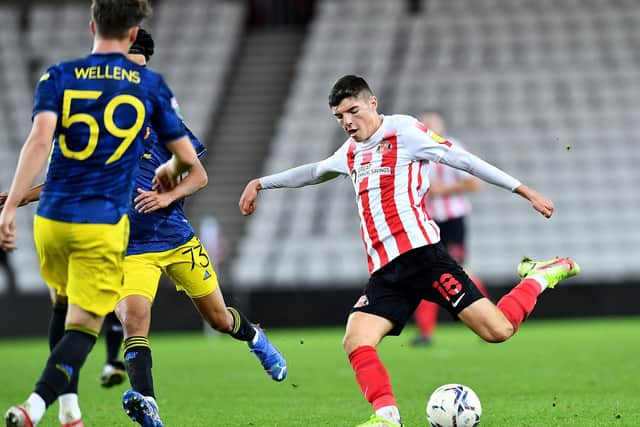Ellis Taylor playing for Sunderland against Manchester United Under-21s in the Papa John's Trophy.