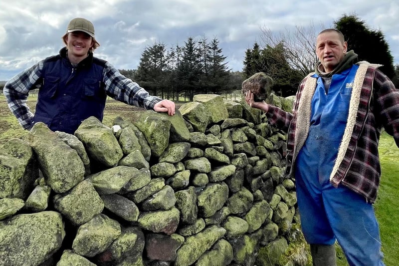 Keeper George Finlaywith co-worker Eddie Hopkinson doing a dry-stone walling demonstration for one of the park's Facebook live sessions, showing the importance of dry-stone as a wildlife habitat and part of the Peak District's cultural heritage.