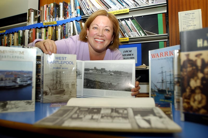 Throston Library manager Heather Bellwood was pictured with a selection of books 17 years ago.