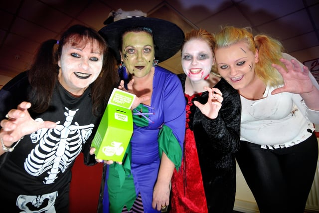 Staff at Jus Delicious Cafe,  at Town End Farm's Blackwood Road Shops, dressed up for Halloween in 2013. Here are Julie Elstob, Wendy Murray, Rachael Ewart and Laura Clark.