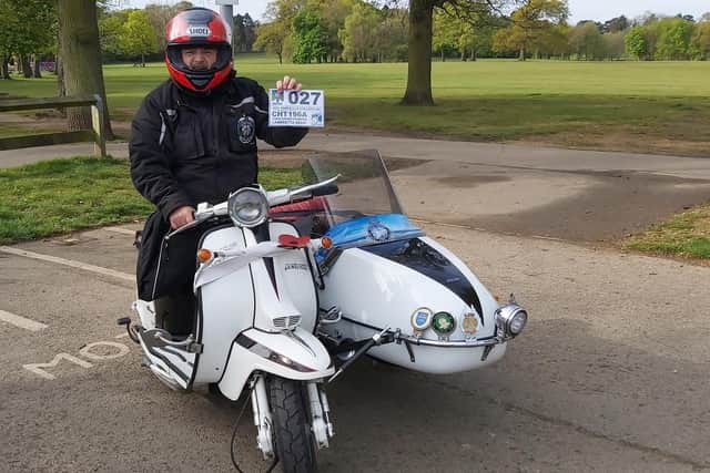 Chris Thornton covered 7,500 miles for the Great North Air Ambulance Service on his 1968 Lambretta with sidecar.