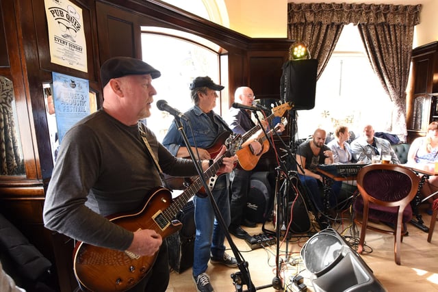 Blues band 'Snake Oil' were playing at a Blues Festival at The Dun Cow, in 2015.