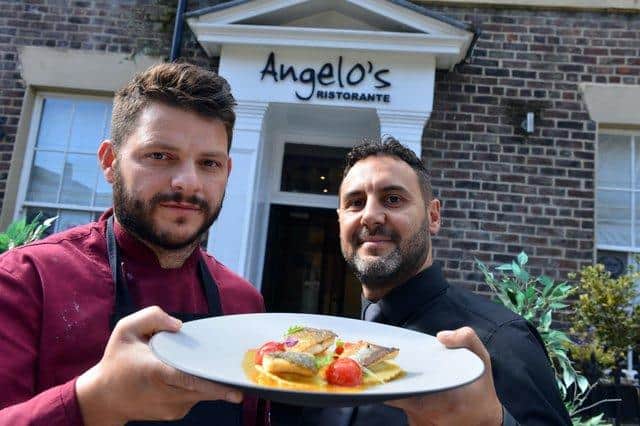 Nello Russo and front of house Federico Trulli (right) at Angelo's which can serve its classic Italian dishes inside once more.