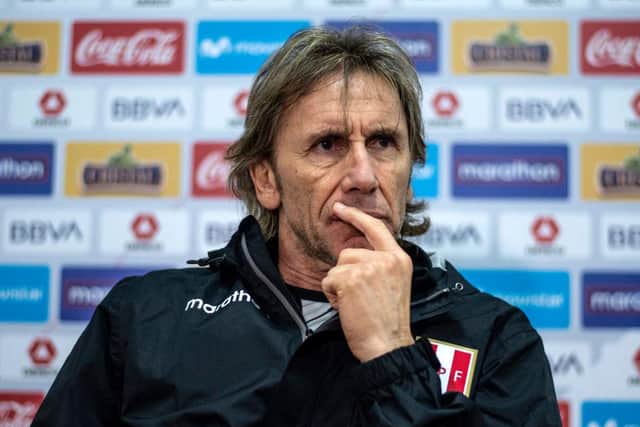 The coach of the Peruvian national football team, Argentine Ricardo Gareca, speaks during an interview with AFP at the team's headquarters in Lima, on July 24, 2019. (Photo by ERNESTO BENAVIDES / AFP)        (Photo credit should read ERNESTO BENAVIDES/AFP via Getty Images)
