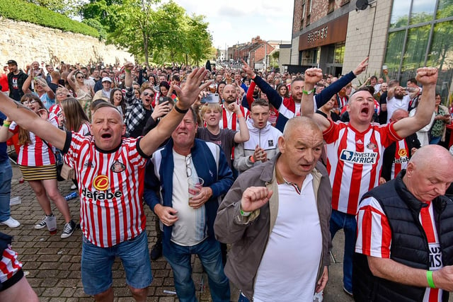 Fans celebrate after Ross Stewart doubled Sunderland's lead.