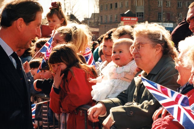Prince Charles at Pennywell Shops in April 1996.