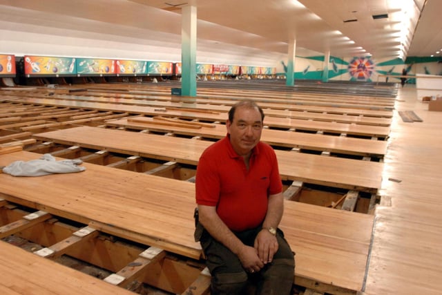 Frank Stametti in the part dismantled bowling alley in 2011.