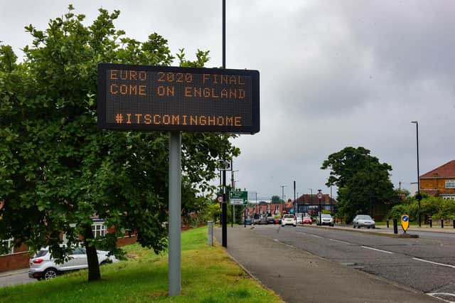 The electronic sign on Newcastle Road, Sunderland.