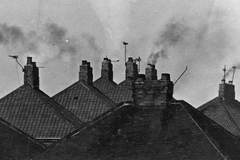Smoking chimneys at Horden in 1991. Coal fires and chimneys had their own distinctive smell which evoke memories of bygone days.