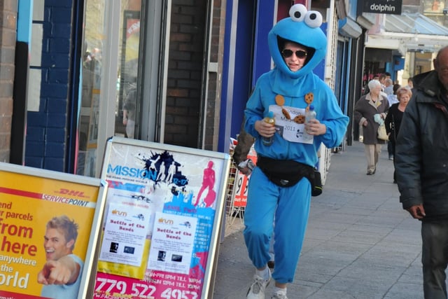 Jamie Glover was pictured on a run through Sunderland City centre in training for the London Marathon, dressed as a cookie monster 12 years ago.