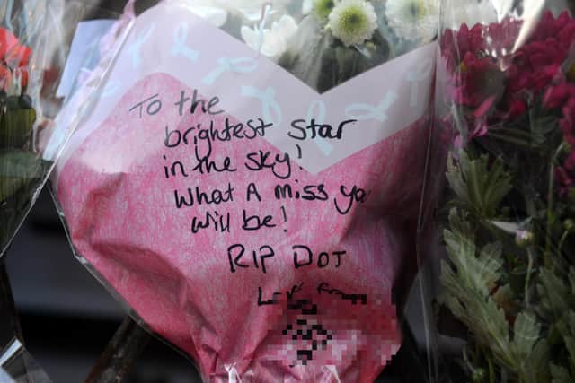 Floral tributes left for Sunderland Empire staff member Dorothy Cansfield.