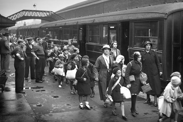 The evacuation of schoolchildren from Sunderland following the outbreak of World War Two in September 1939.  Thousands of youngsters were sent to the safety of the country.